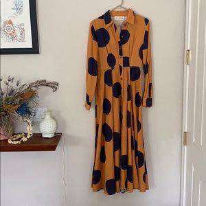 Mara Hoffman Blue and Orange Polkadot Dress